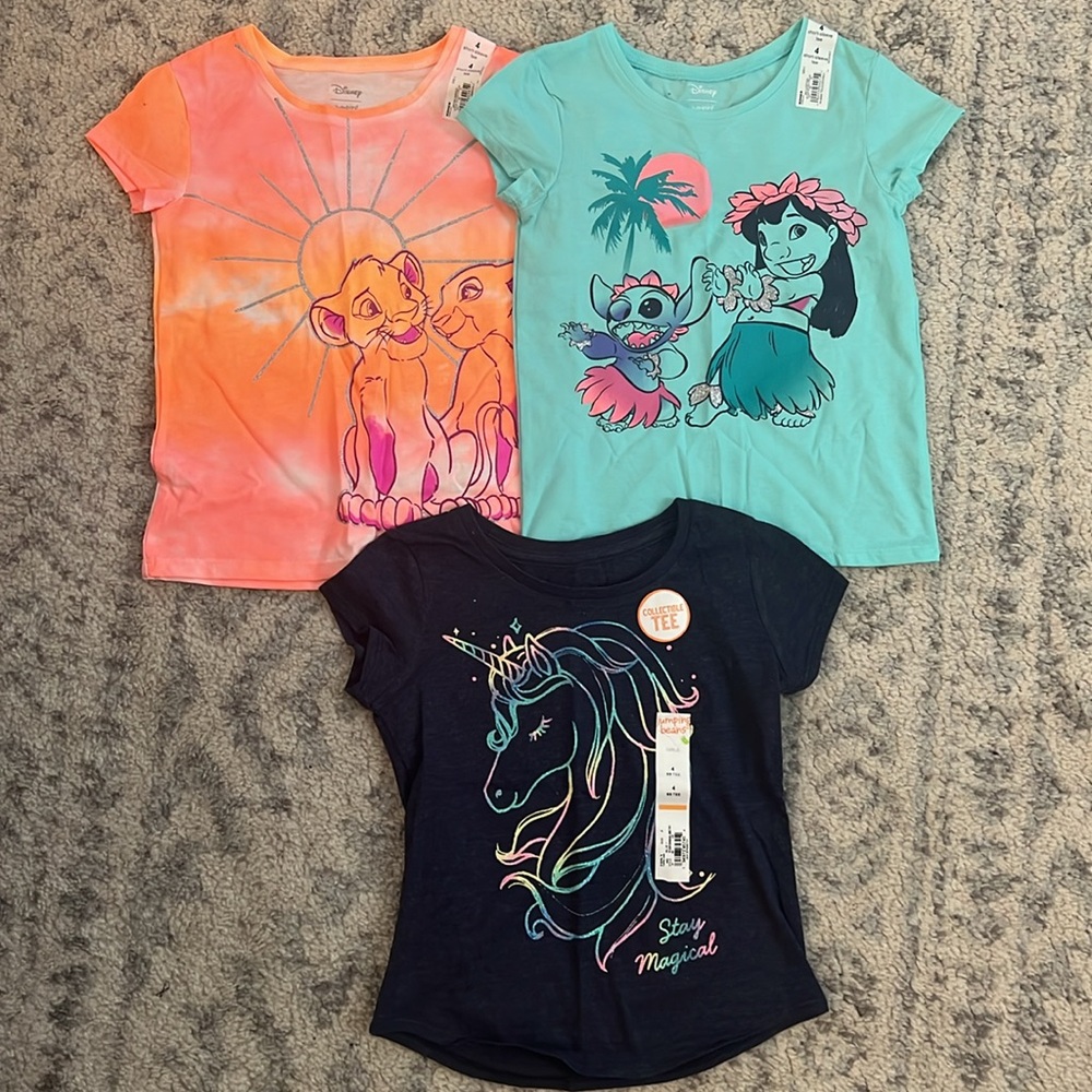 BRAND NEW (3) JUMPING BEANS GIRL SHIRT & SHORTS OUTFITS